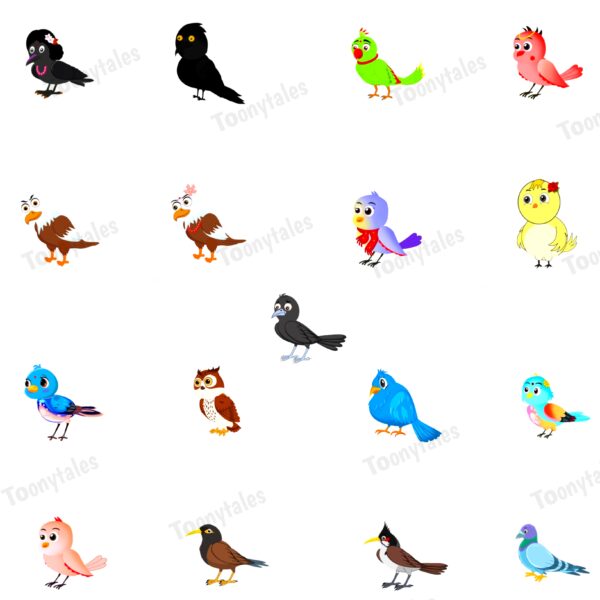 17 Bird Characters for Story Use Only (for Chroma Toon App)